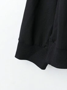 SHEIN LUNE 2pcs/Set Plus Size Patchwork Casual Hoodie Set For Autumn/Winter - Black and White - View 3