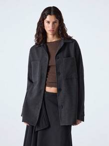 LYSMO Ramadan Women's Basic Shirt Style Jacket - Dark Grey - View 1