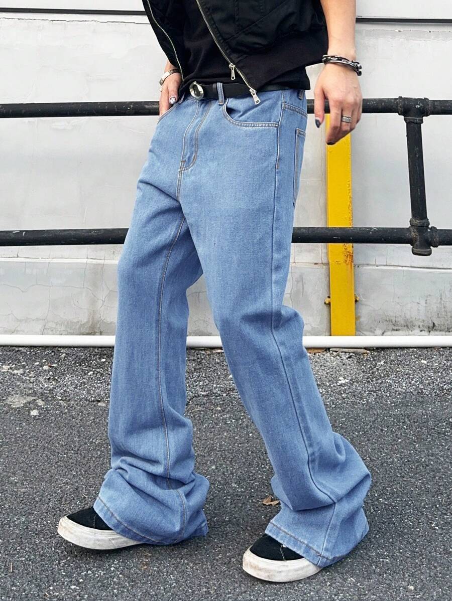 Manfinity EMRG Men's Casual Flared Jeans With Pockets, Versatile - Medium Wash - View 1