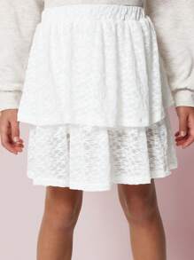 SUMWON Tween Girls Comfy Regular Fit Embroidered Paris Sweatshirt And Skirt 2 Piece Set - Apricot - View 3