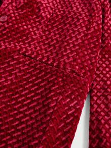 Manfinity VCAY 2pcs/Set Men's Woven Slim Fit Casual Collared Long Sleeve Suit Set, Suitable For Daily Office Wear - Red - View 8