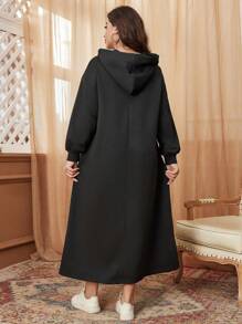 Mulvari Plus Size Women Contrast Color Patchwork Hooded Cargo Pockets Loose Casual Sweatshirt Pullover Fall Sweatshirt - Multicolor - View 2