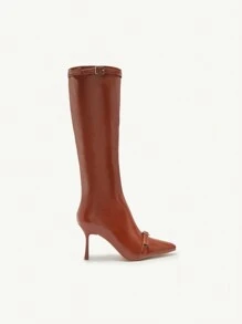 CUCCOO CHICEST Women's Fashionable Pointed-Toe High Boots, Elegant For Party Wear In Autumn/Winter New Year Holiday - Camel - View 5