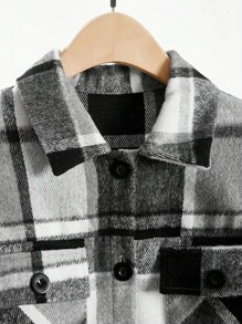 Veste casual à carreaux pour femme, automne - Noir - Voir 5