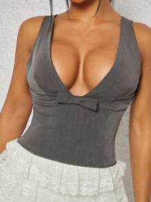 SHEIN SXY 灰色西装上衣，性感上衣，深V领，适合办公室和职场穿着