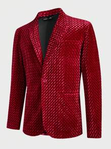 Manfinity VCAY 2pcs/Set Men's Woven Slim Fit Casual Collared Long Sleeve Suit Set, Suitable For Daily Office Wear - Red - View 10