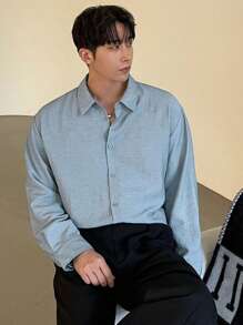 DAZY Men's Textured Patterned Blue Shirt Long Sleeve Men Shirt Fall,Winter - Blue - View 8