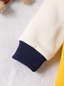 SHEIN 男婴/女婴 2 件套：秋冬无袖灯芯绒工装裤和圆领长袖运动衫，舒适时尚，适合室内和室外，适合派对、学校、秋季 - 彩色 - 查看 5