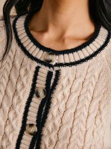 Poéselle Nuevo Cárdigan de punto de una sola botonadura blanco para mujer, suéter de manga larga texturizado