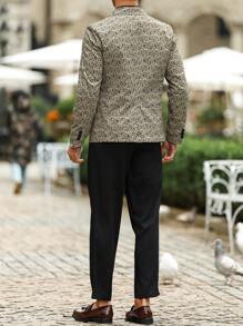 Manfinity AFTRDRK Men's Solid Color Patchwork Button Front Long Sleeve Top And Pants Suit Set, Simple - Gold - View 2