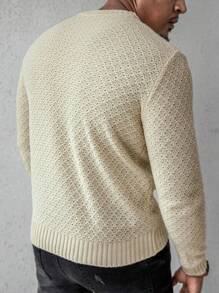 Manfinity Homme Men's Solid Color Crew Neck Long Sleeve Casual Sweater, Autumn/Winter