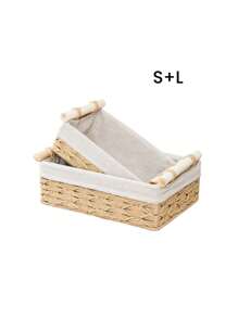 1pc Handle Paper Rope Storage Basket, Suitable For Decorative Storage & Organization, Toilet Tank Top Tissue Storage.