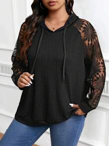 INAWLY 大码女式白色连帽蕾丝卫衣，秋季毕业季，返校季，毕业典礼，女教师款，返校季套头衫秋冬卫衣