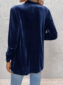 SHEIN Clasi Women's Velvet Cuff Ruched Blazer - Royal Blue - View 2