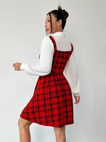 SHEIN EZwear Váy ngắn thường ngày cho nữ, tối giản và thời trang để mặc hàng ngày - Đỏ - Xem 2
