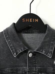 Boys Kids Casual Ripped Distressed 2pcs Set: Denim Jacket & Jeans, Stylish - Grey - View 3