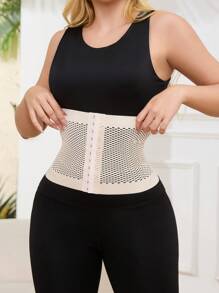 Women's Solid Color Front Closure Shapewear Waist Cincher - Apricot - View 4