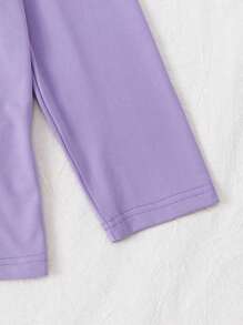 SHEIN 秋冬女士正面印花 & 背面字母标语印花长袖圆领 T 恤，母子装（2 件分开出售） - 紫色 - 查看 8