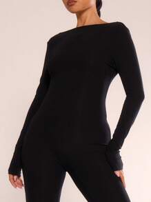 MUSERA Open Back Skinny Jumpsuit Sexy Club Spring Summer Vacation Elegant Chic - Black - View 6
