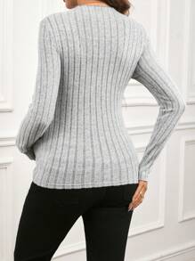 SHEIN Koszulka ciążowa w jednolitym kolorze, z okrągłym dekoltem i długim rękawem, prążkowana, swobodna, jesień