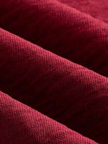 Ellevyn 女士勃艮第红 A 字裙，时尚通勤、休闲外套、秋冬 - 酒紅色 - 查看 7