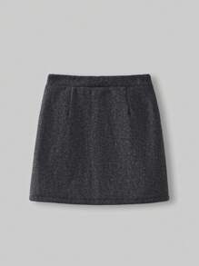 Ontre Tween Girls Casual Reversible Collared Jacket And Shorts 2 Pieces Set - Dark Grey - View 9