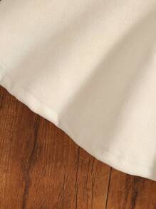 SHEIN Baby Girls 2pcs/Set Solid Color Elegant Collared Asymmetric Cardigan Sweater + Sleeveless Dress Outfit, Suitable For Outdoor, Walks, Family Gatherings And Visits In Spring & Autumn