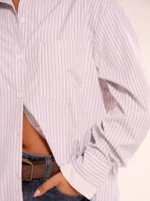 MUSERA Áo sơ mi cài cúc bằng vải cotton poplin, thích hợp cho kỳ nghỉ xuân hè. - Màu Xám nhạt - Xem 5