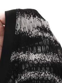 Dazy Plus Round Neck Asymmetrical Zebra Print Fitted Short Sleeve T-Shirt, Spring/Summer - Black - View 3