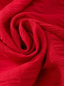 Vestido casual suelto y cómodo de vacaciones para niña preadolescente, de tela texturizada rosa - Rojo - Ver 5