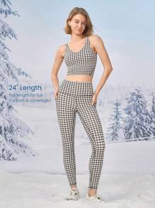 GLOWMODE FeatherFit™ Cropped Active Tank & High-Rise Leggings Set - Black and White - View 5