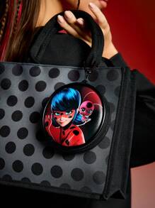 Miraculous Ladybug X SHEIN Cartoon Figure & Polka Dot Print Round Coin Purse