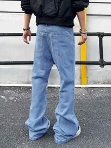 Manfinity EMRG Men's Casual Flared Jeans With Pockets, Versatile - Medium Wash - View 2