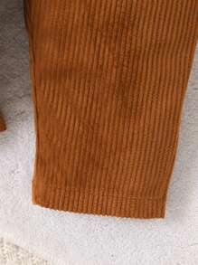 SHEIN 男婴/女婴 2 件套：秋冬无袖灯芯绒工装裤和圆领长袖运动衫，舒适时尚，适合室内和室外，适合派对、学校、秋季 - 彩色 - 查看 4