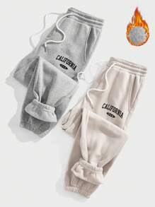 Manfinity VCAY 2 Stücke Herren gestrickte figurbetonte gerade Jogginghose, geeignet für Herbst/Winter