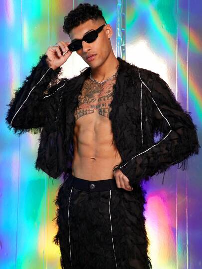 FeverCity 男士短款宽松西装套装，简约休闲，适合日常穿着