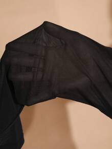 SHEIN BAE 大码秋冬优雅派对甜美性感女士棕色拼色蕾丝领口褶皱迷你连衣裙派对装万圣节派对圣诞派对感恩节女装秋季服装秋季女装节日连衣裙优雅连衣裙感恩节女装感恩节服装圣诞服装圣诞派对礼服感恩节礼服，毕业礼服 - 黑色 - 查看 9