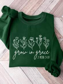 INAWLY Women Christian Faith Sweatshirt With Bible Verse - Green - View 1