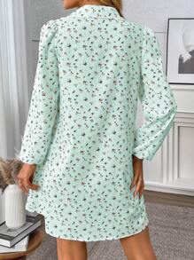 SHEIN LUNE Ditsy Floral Casual Dress, Minimalist & Fashionable For Daily Wear - Blue - View 2