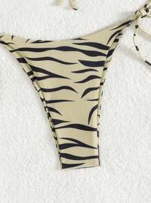 Swim Vcay 斑馬紋抹胸側繫帶比基尼泳裝 - 卡其色 - 查看 5