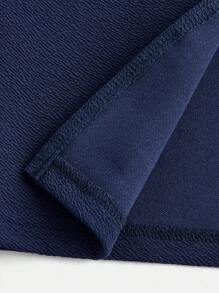 SHEIN Dziewczęca dzianina teksturowana, ładny bufiasty rękaw, elegancki krótki kołnierzyk ze stójką, perłowa dekoracja, kurtka płaszcz