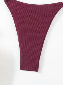Conjunto de bikini para mujer con parte superior de cuello de halter y Bottom con nudo en la espalda, bikini de verano