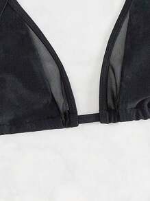 Swim SXY 网眼撞色吊带比基尼上衣，夏日海滩 - 黑色 - 查看 6