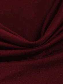 Rina Fox 女士秋季纯色方领长袖系肩休闲 T 恤 - 酒紅色 - 查看 3