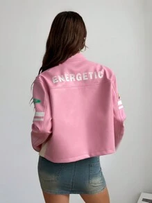 Muchica Women's Fall/Winter Y2K Color-Blocked Fitted Jacket