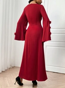 Modelyn Vestido ajustado de estilo árabe de unicolor con diseño calado para mujer