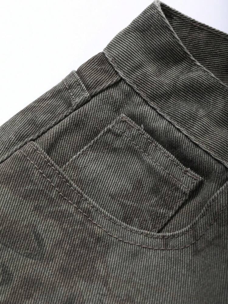 Women's Casual Leaf Print Wide Leg Jeans