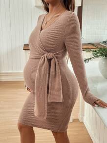 SHEIN Robe de grossesse moulante avec enroulement latéral et nœud