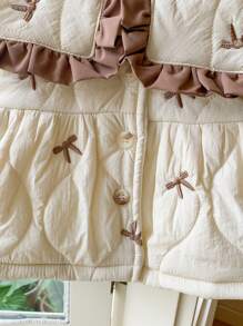 Baby Girls Embroidered Collar Jacket - Beige - View 8