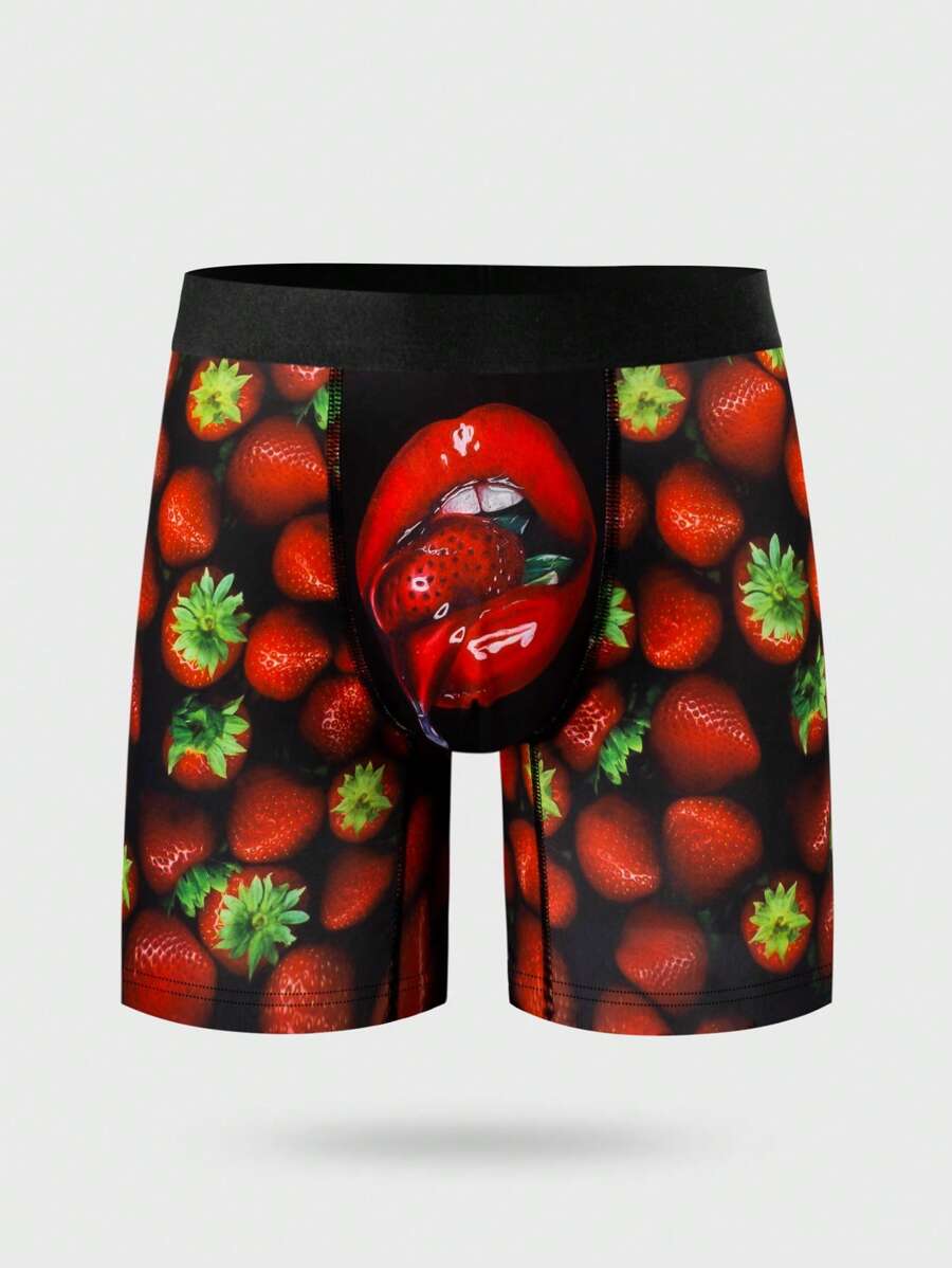 Men's Strawberry Print Casual Boxer Briefs - Multicolor - View 1